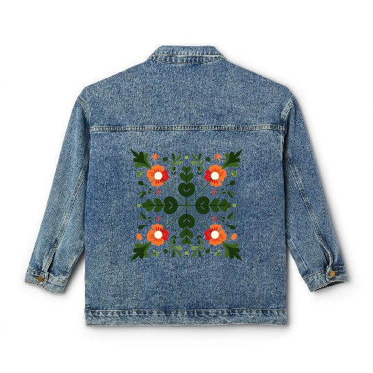 Folk Floral Mandala Classic Women's Denim Jackets