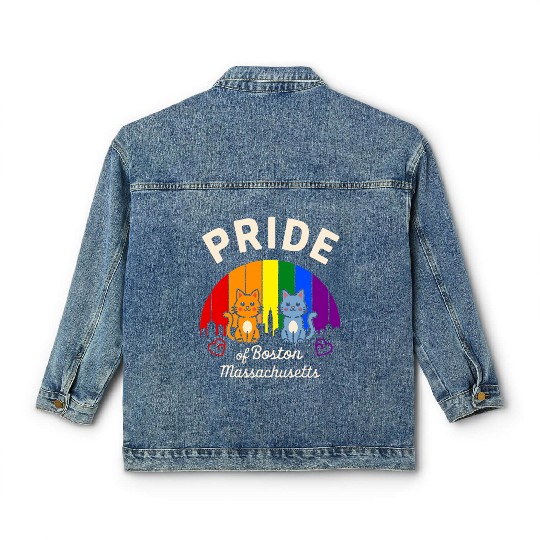 Pride of Boston City Massachusetts USA Rainbow Fla Classic Women's Denim Jackets