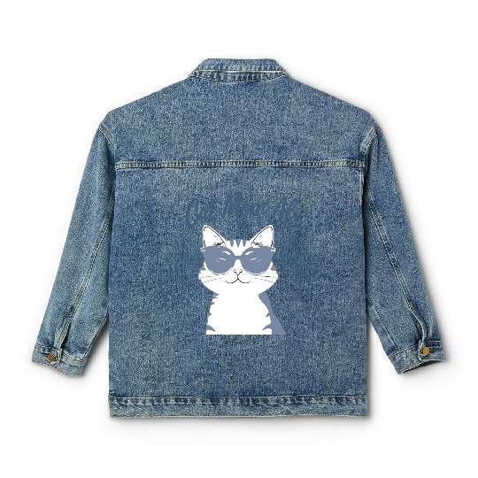 Funny Cat Mom Club Sunglasses Classic Women's Denim Jackets
