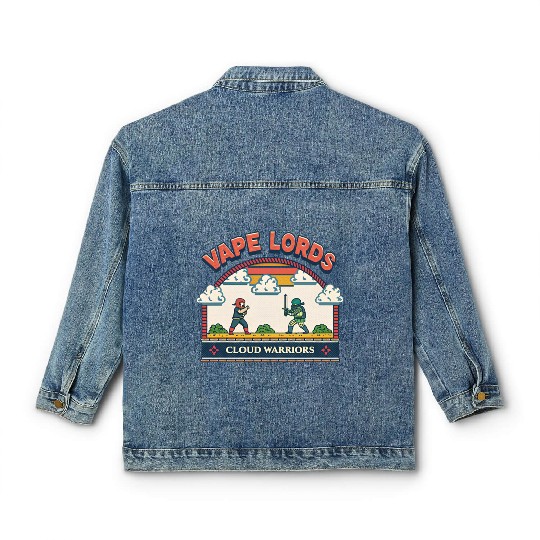 Vape Lords: Cloud Warriors Retro Game Classic Women's Denim Jackets