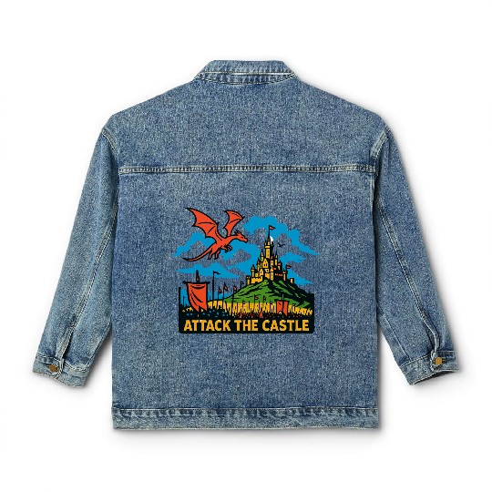 Medieval Knight, Wizard and Monster Classic Women's Denim Jackets
