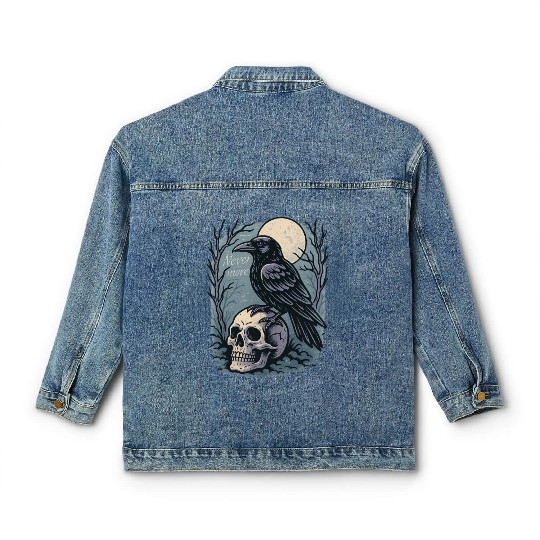 Nevermore Raven Skull Gothic Poe Poetry Classic Women's Denim Jackets