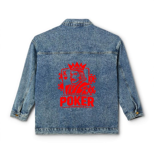 Poker King of Hearts Design Vector One Color Classic Women's Denim Jackets