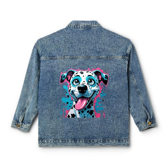 Graffiti Cartoon Dalmatian – Playful Pop Art Dog Classic Women's Denim Jackets