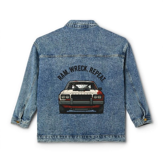 Ram Wreck Repeat Demolition Derby Design Race Car Classic Women's Denim Jackets