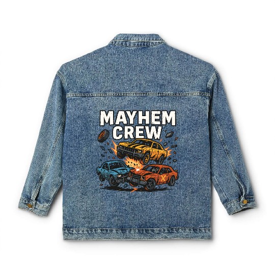 Mayhem crew derby Classic Women's Denim Jackets crash race design wreckfest