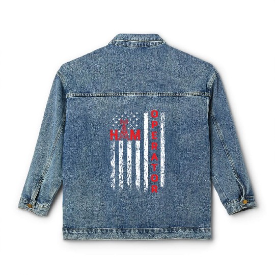 Ham radio usa flag for ham radio amateur operator Classic Women's Denim Jackets