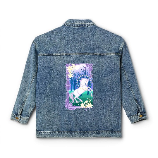 Unicorn fantasy lilac moon Classic Women's Denim Jackets
