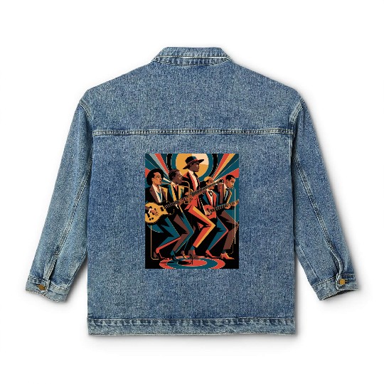 New Orleans Jazz Band art – Elegant New Orleans Ja Classic Women's Denim Jackets