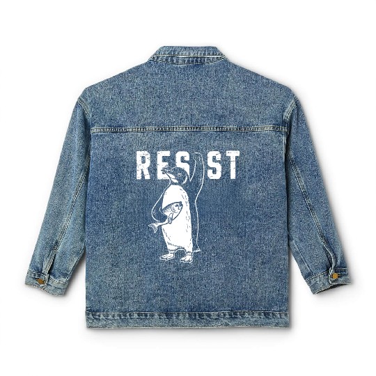 Funny Protest Against Tariffs Resist Penguin Classic Women's Denim Jackets