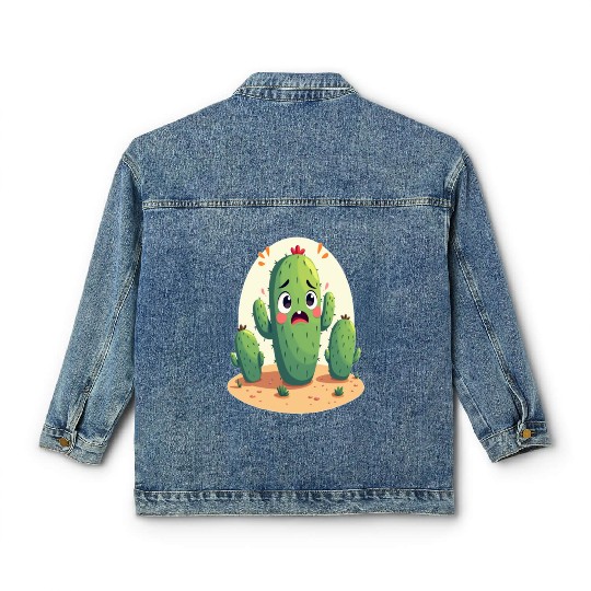 Cactus with Anxiety – Too Sharp to Relax Classic Women's Denim Jackets