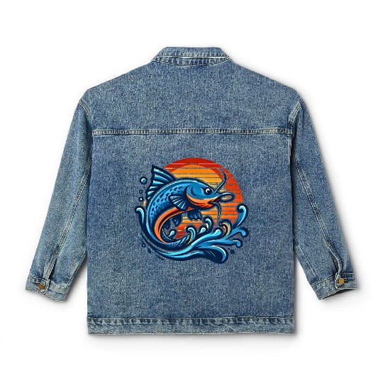 Leaping Catfish Sunset Classic Women's Denim Jackets