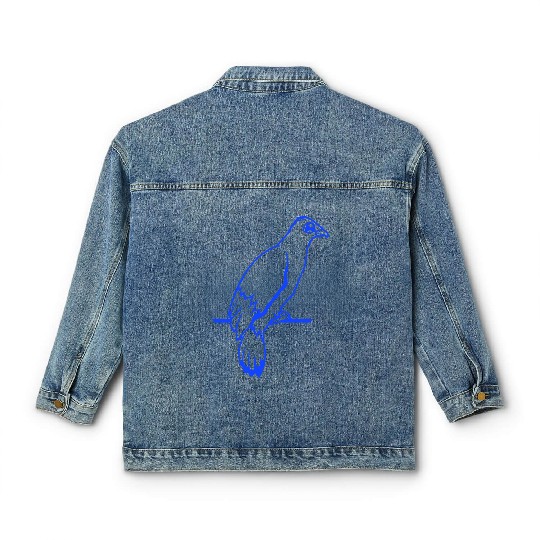 Bird raven dove sitting cable hawk eagle birdie Classic Women's Denim Jackets