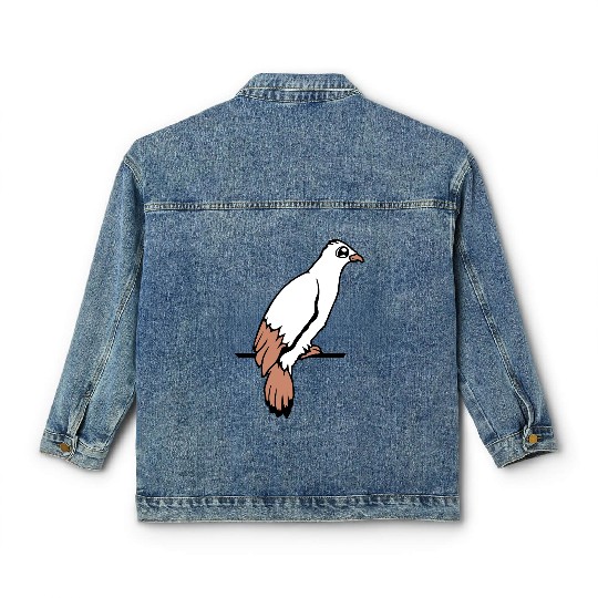 Bird raven dove sitting cable hawk eagle birdie Classic Women's Denim Jackets