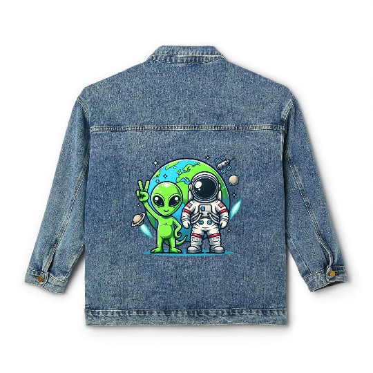Alien Astronauts In Space Classic Women's Denim Jackets