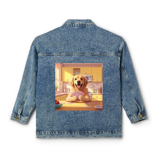card game dog Classic Women's Denim Jackets