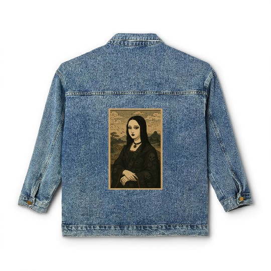 Gothic Geisha Mona Lisa Ukiyo-e Portrait with Classic Women's Denim Jackets