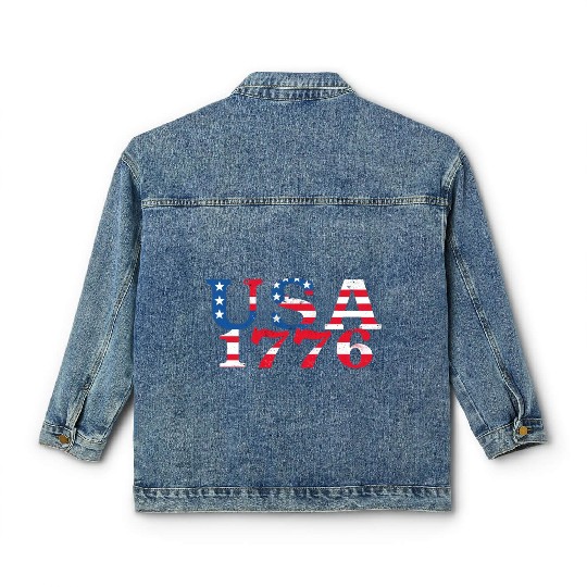 USA Established 1776 Stars Red White Blue Classic Women's Denim Jackets