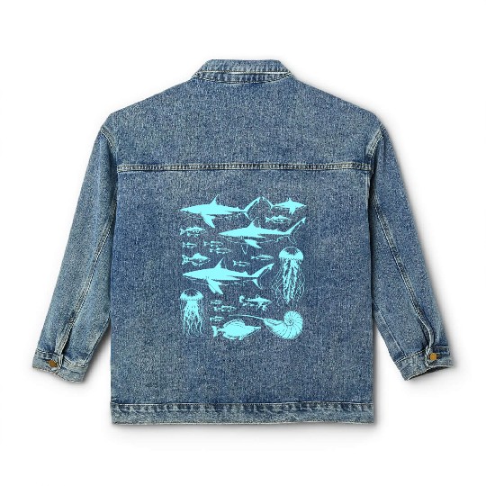 Shark Fish Octopus Nature Classic Women's Denim Jackets