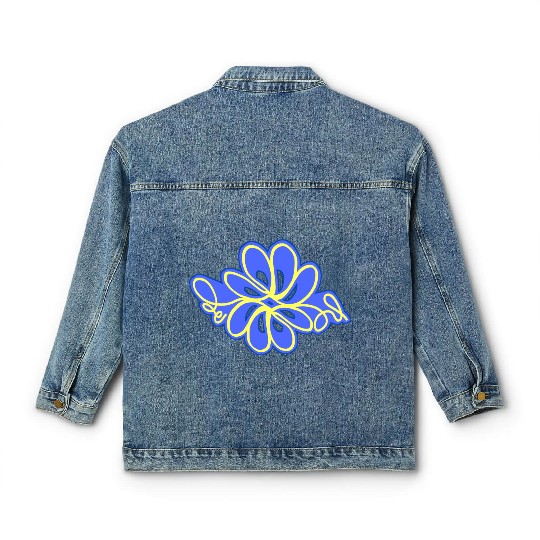 Blue and yellow wildflower2 Classic Women's Denim Jackets