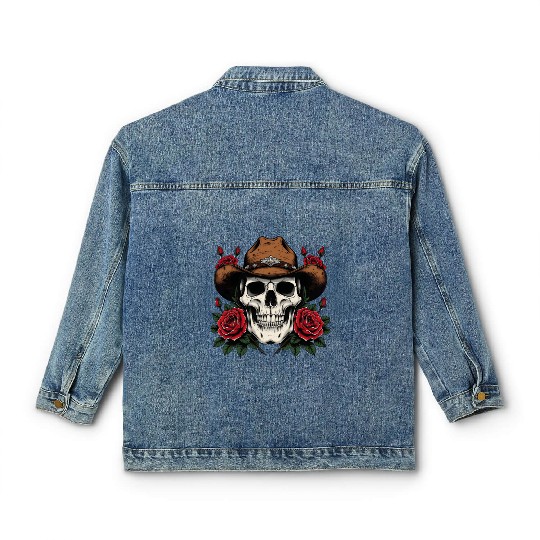 Cowgirl Spirit: Skull & Roses Classic Women's Denim Jackets