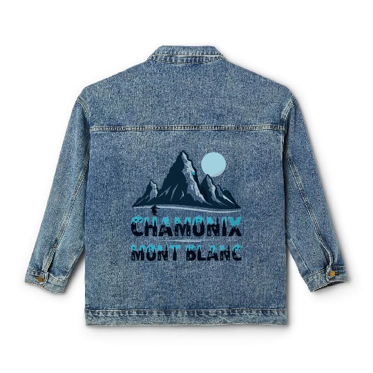 Chamonix Mont Blanc Snowboard France Classic Women's Denim Jackets