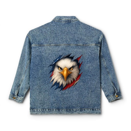 Fierce American Eagle Ripped Design Classic Women's Denim Jackets
