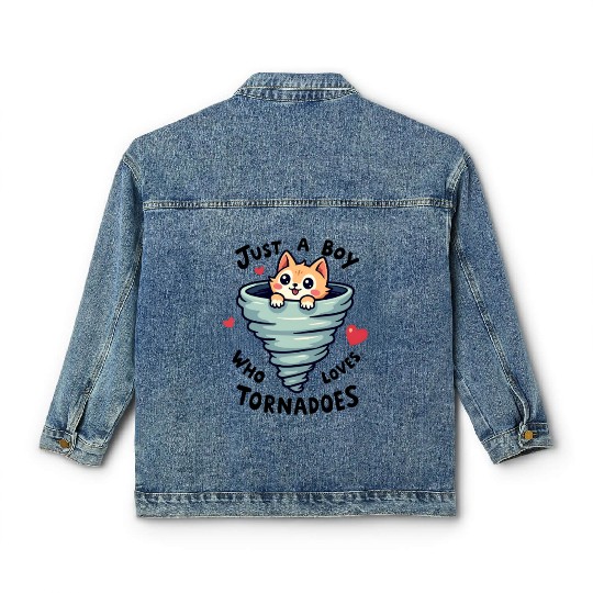 Just A Boy Who Loves Tornadoes Storm Meteorologist Classic Women's Denim Jackets