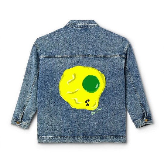 Yellow and green fried egg and flies Classic Women's Denim Jackets