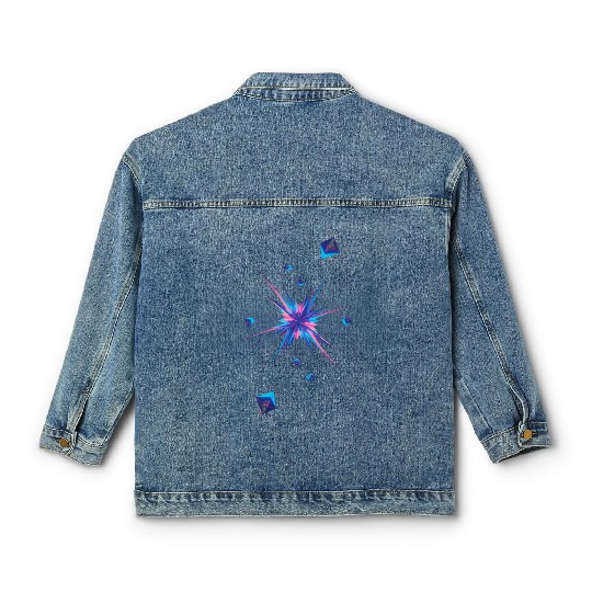 Vibrant Geometric Explosion in Neon Colors Classic Women's Denim Jackets