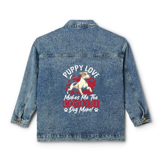 Puppy Love the Coolest Dog Mom! My Mom Is Cool Dog Classic Women's Denim Jackets