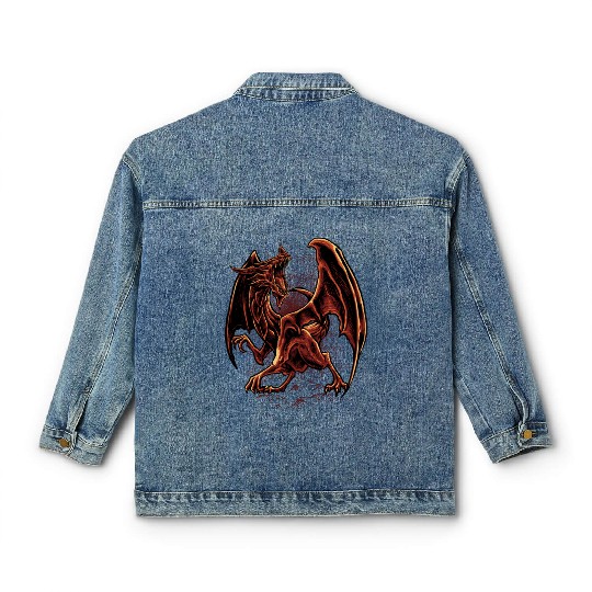 Inferno Fury – Angry Red Dragon Classic Women's Denim Jackets