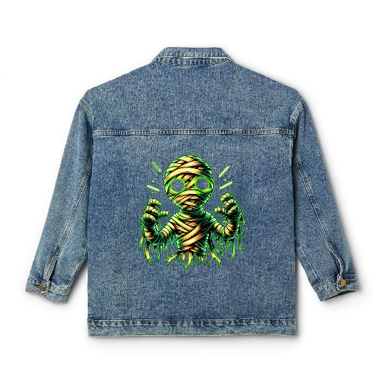 Neon Mummy Glow – Cursed Undead Wrap Classic Women's Denim Jackets