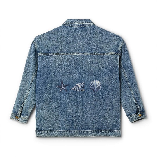 Cute Sea Creatures starfish Ocean Watercolor Classic Women's Denim Jackets