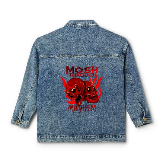 Mosh Through Mayhem Skull Design Classic Women's Denim Jackets
