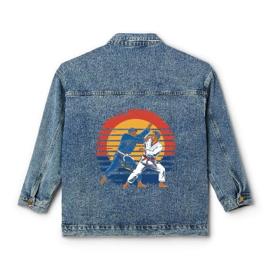 Retro Vintage Jiu Jitsu Martial Arts Grappling Classic Women's Denim Jackets