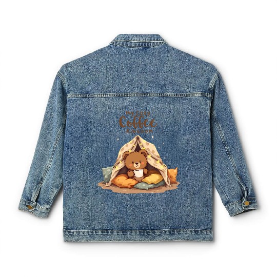 My Cozy Coffee Kingdom - Cute Bear & Happy Brew Classic Women's Denim Jackets