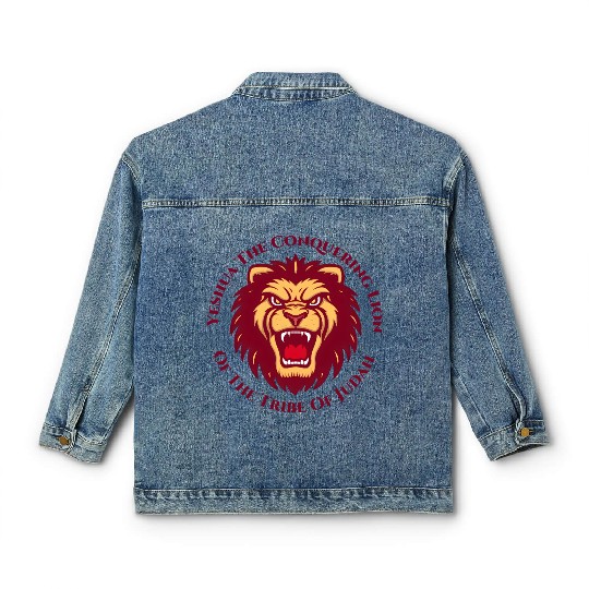 Yeshua Hamashiach the Conquering Lion of Judah Lon Classic Women's Denim Jackets