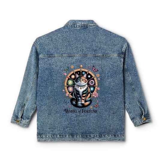 Wheel of Fortune Tarot Cat Art Classic Women's Denim Jackets