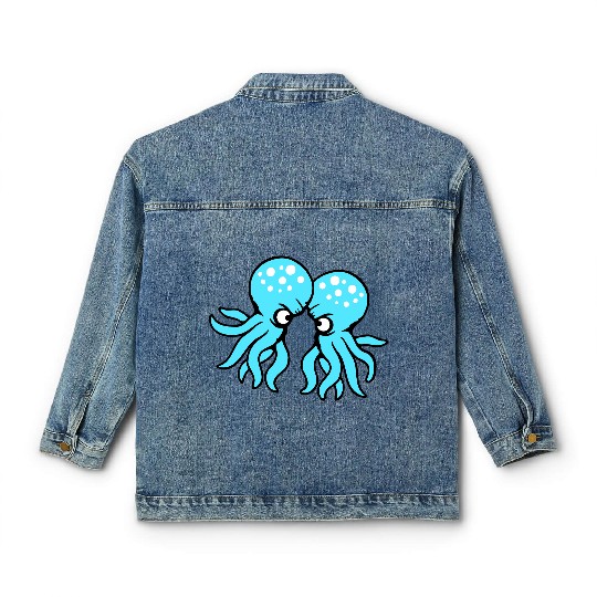 2 Octopus friends Two fighting enemies Rivals Team Classic Women's Denim Jackets