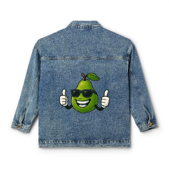 Cute cartoon pear guava fruit summer joy Classic Women's Denim Jackets