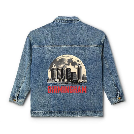 Birmingham City Albm Skyline Full Moon Classic Women's Denim Jackets