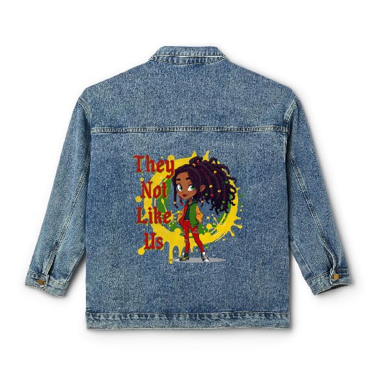 They Not Like Us Black History Melanin African Classic Women's Denim Jackets