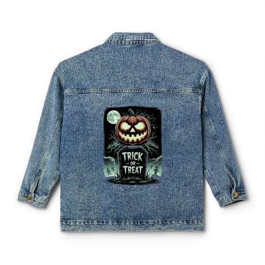 Halloween Horror Scary Thriller Trick Or Treat Classic Women's Denim Jackets