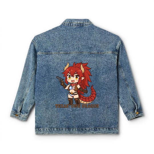 Texas' Own Dragon, Zentreya Chibi Sticker Design Classic Women's Denim Jackets
