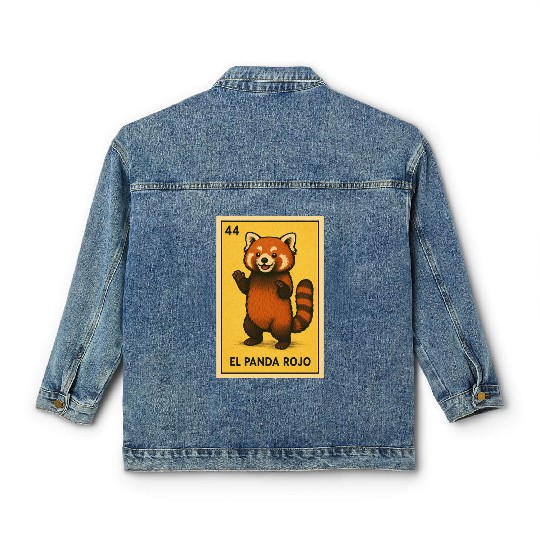 EL PANDA ROJO - THE RED PANDA - LA LOTERÍA Classic Women's Denim Jackets
