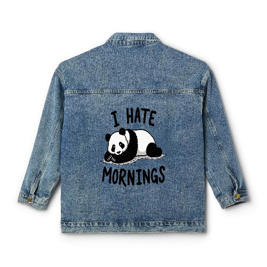 Panda I Hate Mornings Saying Classic Women's Denim Jackets