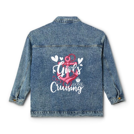 Girls Gone Cruising Pink Cruise Ship Classic Women's Denim Jackets