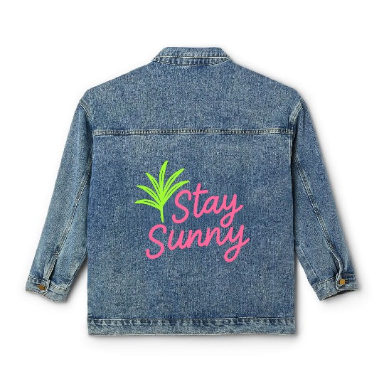 Stay Sunny – Neon Palm Summer Vibes Classic Women's Denim Jackets Desig