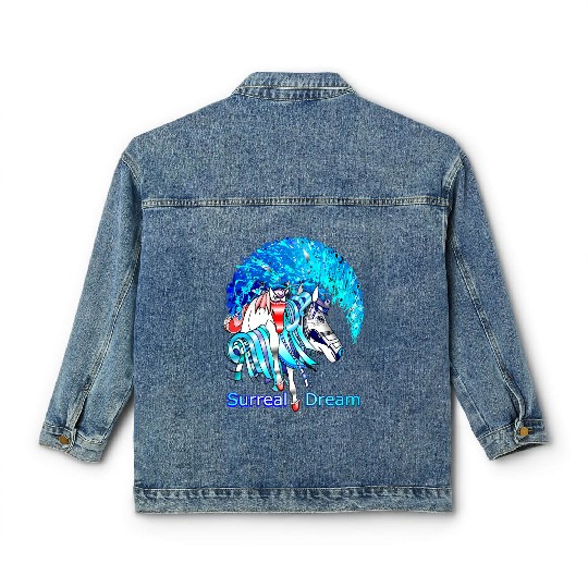 Art-Gil Horse 1 Surreal Horses from another world Classic Women's Denim Jackets